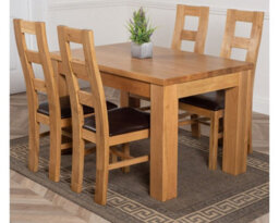 That's Furniture Dakota 127 X 82 Cm Chunky Oak Small Dining Table And 4 Chairs Dining Set With Yale Chairs - thumbnail 1