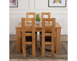 That's Furniture Dakota 127 X 82 Cm Chunky Oak Small Dining Table And 4 Chairs Dining Set With Yale Chairs - thumbnail 2