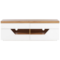 Beliani Scandi Style Tv Stand White With Light Wood Accents Mdf, 4 Drawers, 2 Shelves, Cable Management - W140 X D40 X H50Cm - thumbnail 1