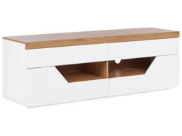 Beliani Scandi Style Tv Stand White With Light Wood Accents Mdf, 4 Drawers, 2 Shelves, Cable Management - W140 X D40 X H50Cm - thumbnail 3