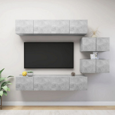 Berkfield 6 Piece Tv Cabinet Set Concrete Grey Engineered Wood - image 1