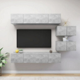 Berkfield 6 Piece Tv Cabinet Set Concrete Grey Engineered Wood - thumbnail 1