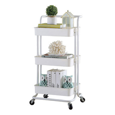 3-Tier Metal Kitchen Trolley With Brakes, Rolling Storage Cart For Kitchen, Bathroom, Or Bedroom - image 1