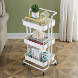 3-Tier Metal Kitchen Trolley With Brakes, Rolling Storage Cart For Kitchen, Bathroom, Or Bedroom - thumbnail 3