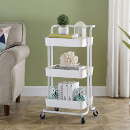 3-Tier Metal Kitchen Trolley With Brakes, Rolling Storage Cart For Kitchen, Bathroom, Or Bedroom - thumbnail 2