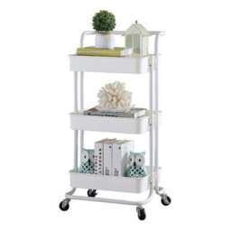 3-Tier Metal Kitchen Trolley With Brakes, Rolling Storage Cart For Kitchen, Bathroom, Or Bedroom - thumbnail 1