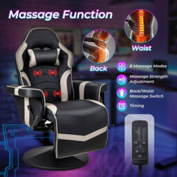 Gainoom Massage Gaming Chair Height Adjustable Swivel Racing Video Gaming Recliner - thumbnail 7