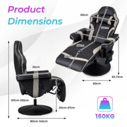 Gainoom Massage Gaming Chair Height Adjustable Swivel Racing Video Gaming Recliner - thumbnail 2