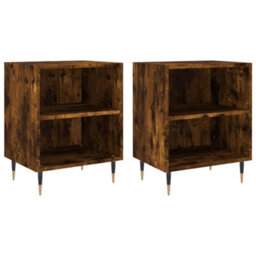 Berkfield Elegant Bedside Cabinets 2 Pcs Smoked Oak 40X30X50 Cm Engineered Wood - thumbnail 1