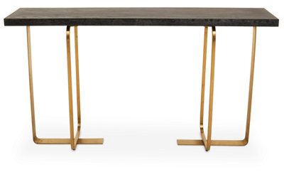 Premier Housewares Interiors By Premier Console Table, Sleek Tempered Glass Top On Gold-Finish Metal Frame, Dual-Tier Open-Frame Console For Hallway - image 1