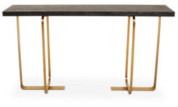 Premier Housewares Interiors By Premier Console Table, Sleek Tempered Glass Top On Gold-Finish Metal Frame, Dual-Tier Open-Frame Console For Hallway