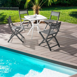 Wyld And Coco Dining Chairs Set Of 4 Dark Grey Folding Stackable Armless Plastic Indoor Outdoor. - thumbnail 2
