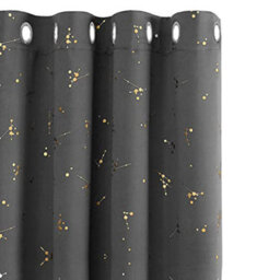 Deconovo Eyelet Blackout Curtains, Gold Constellation Printed Curtains For Baby Nursery, 66 X 72 Inch (W X L), Light Grey, 1 Pair - thumbnail 1