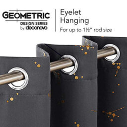 Deconovo Eyelet Blackout Curtains, Gold Constellation Printed Curtains For Baby Nursery, 66 X 72 Inch (W X L), Light Grey, 1 Pair - thumbnail 4