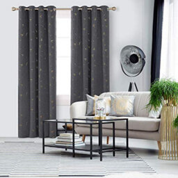 Deconovo Eyelet Blackout Curtains, Gold Constellation Printed Curtains For Baby Nursery, 66 X 72 Inch (W X L), Light Grey, 1 Pair - thumbnail 3