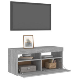 Berkfield Tv Cabinet With Led Lights Grey Sonoma 90X35X40 Cm - thumbnail 6