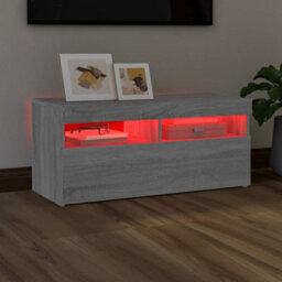 Berkfield Tv Cabinet With Led Lights Grey Sonoma 90X35X40 Cm - thumbnail 5