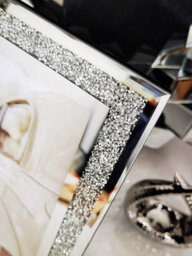 DEENZ Crushed Crystal Photo Frame Jewel Mirror Silver Diamante Picture Frame L - thumbnail 2