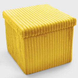 Home Republic Yellow Foldable Corduroy Storage Ottoman One Seater - thumbnail 2