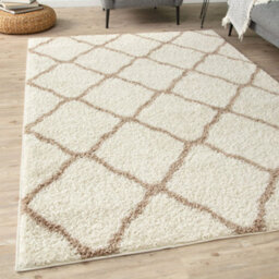 The Rugs Moroccan Shaggy Rugs And Runners Soft  High Pile Ivory And Beige Living Room Kitchen Hallway 730