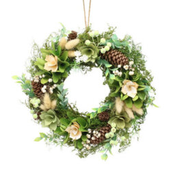 Urbn-Living Urbnliving 34Cm Green Brown & White Hanging Door Wreath Round Spring Easter Christmas Wall Décor Traditional Festive - thumbnail 5