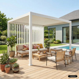 Sweeek - Vertical Adjustable Louver Panel 4M For Triomphe Pergola 4X3M White - thumbnail 1