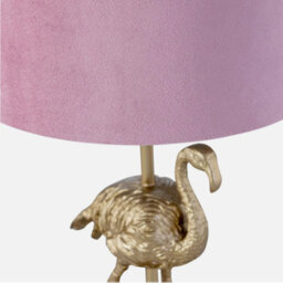 Gold Flamingo Lamp Bedside Light Retro Animal Bedroom Pink Velvet Shade - thumbnail 4