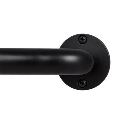 Aspire Homeware Blackout Metal Curtain Pole With Curve Finials Heavy Duty Extendable Rod 160-300 Cm (Matte Black) - image 1