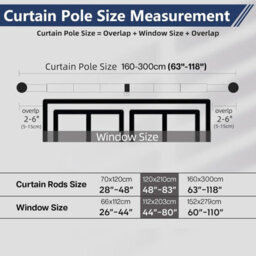 Aspire Homeware Blackout Metal Curtain Pole With Curve Finials Heavy Duty Extendable Rod 160-300 Cm (Matte Black) - thumbnail 6