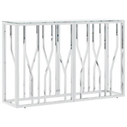Vidaxl Console Table Silver 110X30X70 Cm Stainless Steel And Glass - thumbnail 2