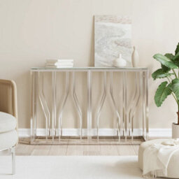 Vidaxl Console Table Silver 110X30X70 Cm Stainless Steel And Glass
