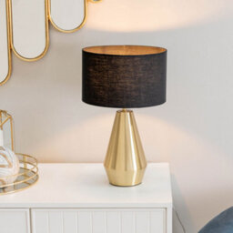 Valuelights Jax Gold Metal Touch Dimmer Table Lamp With Black Drum Shade - Led Bulb Included - thumbnail 5