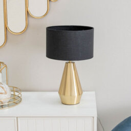 Valuelights Jax Gold Metal Touch Dimmer Table Lamp With Black Drum Shade - Led Bulb Included - thumbnail 4