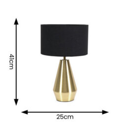 Valuelights Jax Gold Metal Touch Dimmer Table Lamp With Black Drum Shade - Led Bulb Included - thumbnail 6