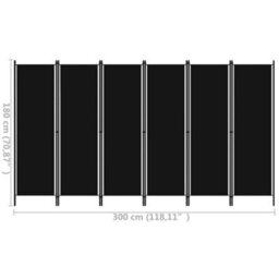 Vidaxl 6-Panel Room Divider Black 300X180 Cm Room Dividers - thumbnail 3