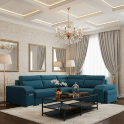 Alvares Living Room Corner Sofa Bed With Polyurethane Foam Wave Springs Loose Back Cushions 305X205X90Cm Blue Right