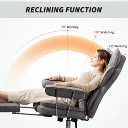 Office Chair, High Back Leathaire Desk Chair For Home, Grey - thumbnail 5