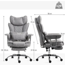 Office Chair, High Back Leathaire Desk Chair For Home, Grey - thumbnail 3