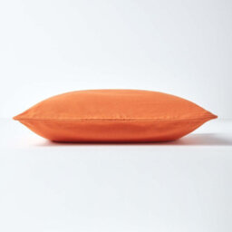 Homescapes Cotton Plain Burnt Orange Rectangular Cushion Cover, 30 X 50 Cm - thumbnail 2