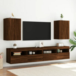 Berkfield Tv Wall Cabinets 2 Pcs Brown Oak 40.5X30X60 Cm Engineered Wood - thumbnail 3