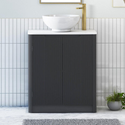Royal Bathrooms Avenza 800mm Matt Obsidian Black Floor Standing Bathroom Vanity Unit 2 Door With Breeze Basin - image 1