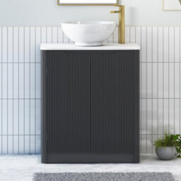 Royal Bathrooms Avenza 800mm Matt Obsidian Black Floor Standing Bathroom Vanity Unit 2 Door With Breeze Basin - thumbnail 1