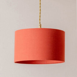 Valuelights Reni Rust Fabric Drum Shade 3 Drop Bar Brushed Gold Diner Ceiling Pendant Light - thumbnail 4