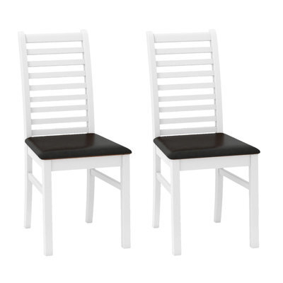 Gainoom Modern Dining Chair Set Of 2 Wooden Upholstered Kitchen Chair W/ High Slatted Backrest & Soft Upholstered Seat - image 1