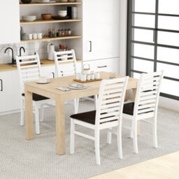Gainoom Modern Dining Chair Set Of 2 Wooden Upholstered Kitchen Chair W/ High Slatted Backrest & Soft Upholstered Seat - thumbnail 5