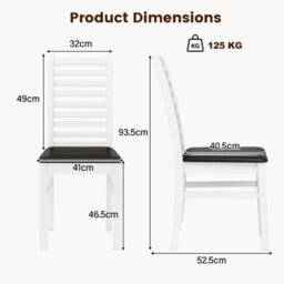 Gainoom Modern Dining Chair Set Of 2 Wooden Upholstered Kitchen Chair W/ High Slatted Backrest & Soft Upholstered Seat - thumbnail 2