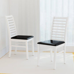 Gainoom Modern Dining Chair Set Of 2 Wooden Upholstered Kitchen Chair W/ High Slatted Backrest & Soft Upholstered Seat - thumbnail 3