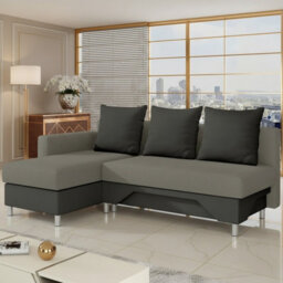 Tom M Corner Sofa Bed With Sleeping Function Chipboard Frame Hr Foam Bonell Springs Storage Grey And Graphite Left
