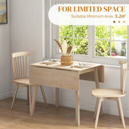 HOMCOM Extendable Kitchen Table For 2-4, Folding Drop Leaf Dining Table, Natural - thumbnail 6