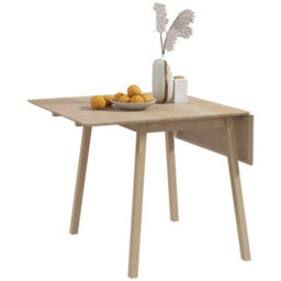 HOMCOM Extendable Kitchen Table For 2-4, Folding Drop Leaf Dining Table, Natural - thumbnail 2